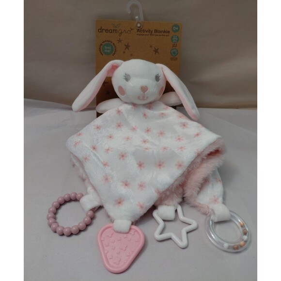 Baby Dreamgro Pink Puppy Plush Lovey Buddy Blanket Rattle - Picture 1 of 11